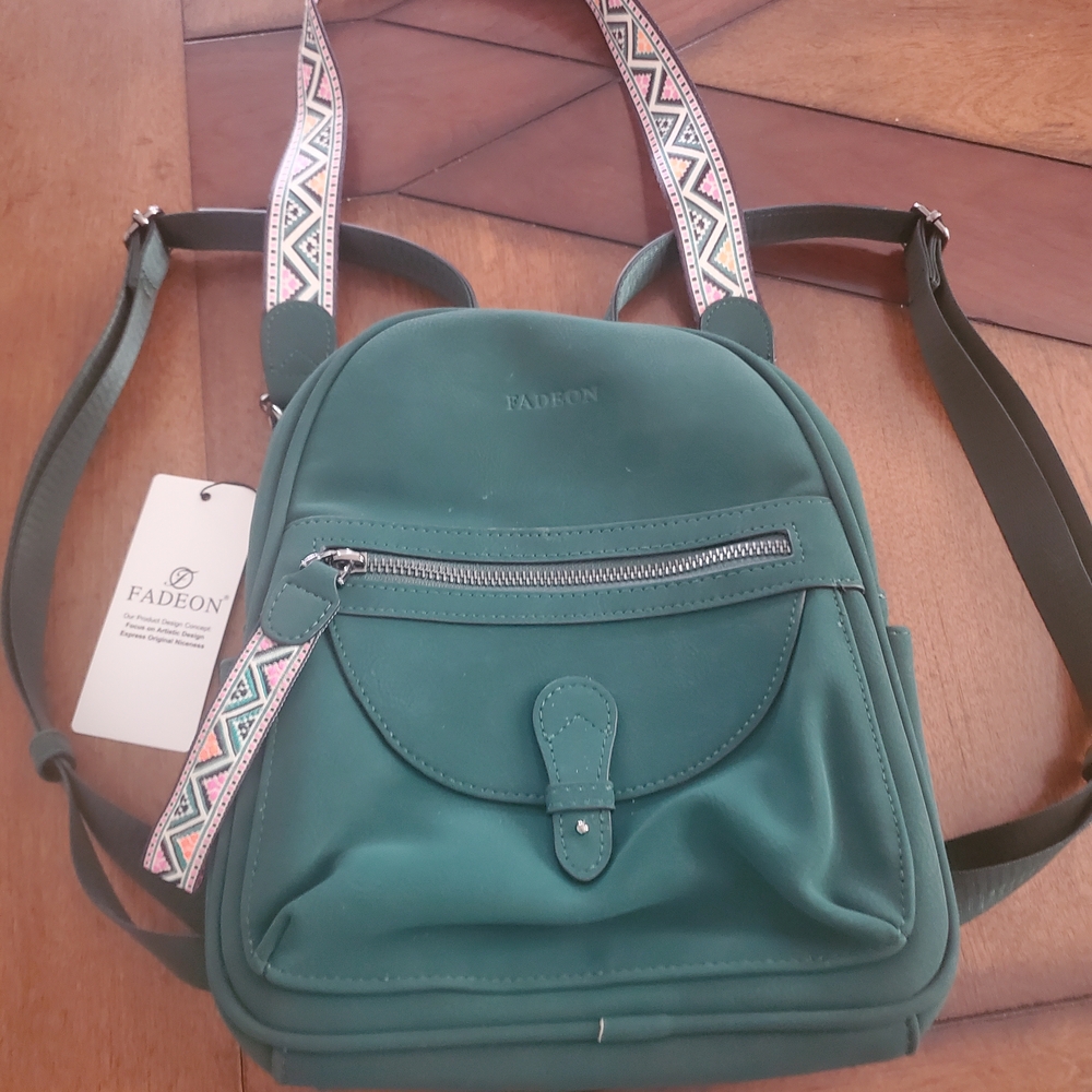 Fadeon Shoulder Green  Like Suede Women's Backpack New